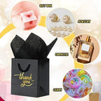 Yeaqee 100 Pack Mini Gift Bags Bulk 4 x 2.75 x 4.5 Inch Small Thank You Paper Bags with Handle and Tissue Paper for Wedding Birthday Baby Shower Business Graduation Party Favors(Black) - Image 5