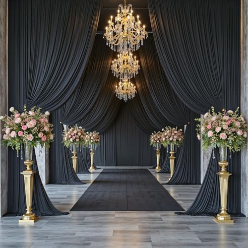 20FTx12FT Black Backdrop Curtains for Wedding Party, Birthday and Halloween - Image 4