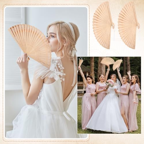 Qunclay 60 Pcs Wooden Hand Fans for Wedding Guest Favors,Simple Style - Image 4