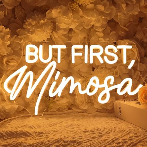 SYLHOME But First Mimosa Led Neon Light Sign Bar Party Backdrop Wall Decor by SYLHOME
