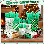 Humyoun 24 Pack Christmas Paper Gift Bags Bulk Assorted Sizes, White,Green - Image 5