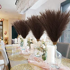 obbsie 50pcs Faux Pampas Grass Decor, 21.6" Short Artificial Pompous Grass Floral Fake Pompas Grass Branches Vase Filler Flower Arrangement for Home Wedding Boho Decor, Brown (Pack of 2) - Image 6