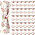 60 PCS Vintage Floral Teapot Napkin Ring Vintage Teapot Napkin Holder Tea Party Table Decor for Floral Theme Tea Party Birthday Wedding Bridal Shower Supply by EYNDYN