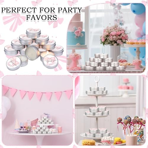 MTLEE 50 Pcs Pink Bow Baby Shower Favors Scented Candles Gift Travel Tin - Image 5