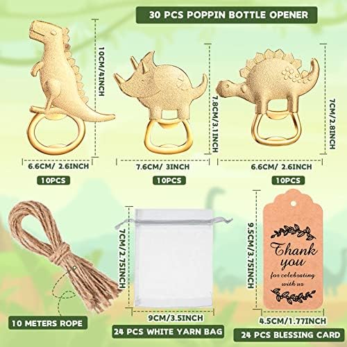 30 Pcs Dinosaur Bottle Openers Baby Shower Return Favors for Guests Bottle Opener Decorations and Souvenirs with Organza Bags Thank You Tags for Dinosaur Party Favors - Image 2