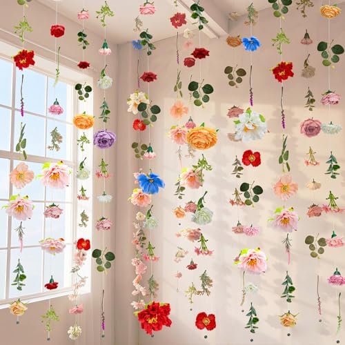 6 Pcs 35.6 ft Hanging Flower Artificial Wildflower Garlands Floral Vines by XunYee