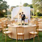 12 Pack Champagne Table Cloth for 5FT Round Tables, Fitted Spandex 120 inch Round Tablecloth, Wrinkle Free Table Skirt for Receptions Birthday Photography Social Events Engagement Party Decorations - Image 6