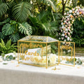 Large Wedding Card Box with Lock & Slot, House-shaped Gold Glass Box, Vintage Gift Brass Envelope Holder for Reception, Graduation, Baby Shower, Birthday, 12.5"x 5.9" x 8.8" by Mezchi