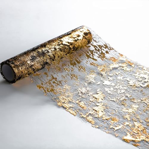 Snowkingdom Black and Gold Table Runner 100 Feet Glitter Golden Metallic Table Centerpieces Foil Runners Party Decorations for Graduation Birthday Retirement Wedding Christmas Halloween Thanksgiving - Image 2