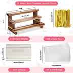 Tuanse 2 Pack Wooden Cake Pop Stand 3 Tier Cake Pop & Lollipop Display Holder with 100 Treat Bags Lollipop Sticks and Gold Twist Ties for Dessert Table Wedding Baby Shower Birthday Party(Acacia Wood) - Image 2