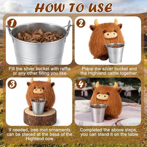 Tigeen 8 Pcs Mini Highland Cows Table Decor, 8 Inch Baby Shower Party Set - Image 4