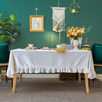 GLORY SEASON Velvet Tablecloth Luxurious Solid Rectangle Table Cloth,Oblong Retro Farmhouse Ruffle Tablecloths Washable Table Cover for Party Wedding Baby Shower Kitchen Dinning Tabletop Decoration - Image 2