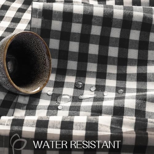 Romanstile Gingham Ruffled Tablecloth Rectangle, 60 x 120 Inch, Black - Image 4