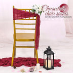 60 PCS Burgundy Chair Sashes Cheesecloth ChairSashes Rustic Chair Decorative Bows Designed ChairCover for Wedding Banquet Party Aisle Home Kitchen Decoration (16 x 70 inch) - Image 5