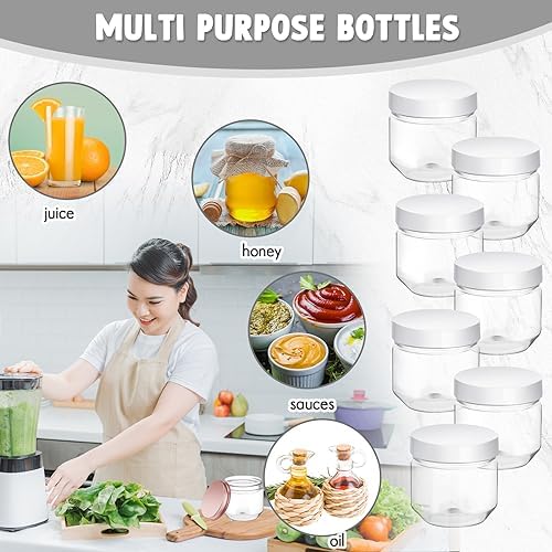 Tanlade 60 Pcs 3 oz Clear Plastic Mini Mason Jars with Lids, White - Image 4