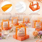 Thenshop 50 Pcs Clear Cupcake Boxes Individual 3.5 Inch, Orange - Image 3