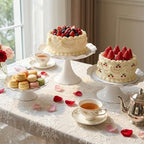 3 Pcs White Metal Cupcake Stand Scalloped Edge Dessert Display Tray by CBBZJY