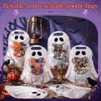 Qinyoung 50 Pcs Halloween Ghost Gift Bags Plastic Candy Treat Bags - Image 2