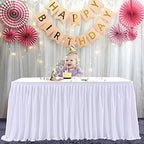 14ft White Table Skirts for Rectangle Tables Polyester Pleated Ruffle Table Skirt Tablecloth for Wedding Birthday Party Baby Bridal Shower Banquet Decoration by LittleFunny