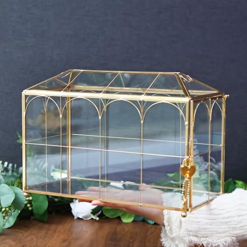 HighFree Glass Wedding Card Box with Lock & Slot (With Arch, Large) - Image 3