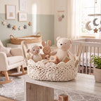 Wenqik Beige Bobo Lace Woven Basket Crochet Basket Nursery Storage by Wenqik