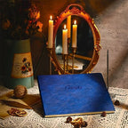 Geyee Leather Guest Book and Pen Stand Set, 10.5" x 8", Blue - Image 4