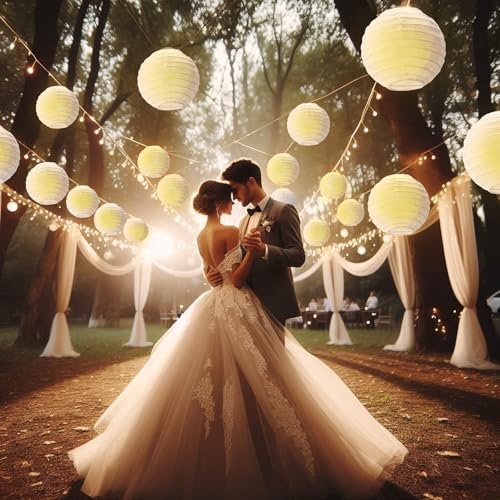Treela 48 Pcs Paper Lanterns Party Decorations Round, White - Image 6
