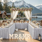 17ft Length Satin Silver Gray Table Skirt Rectangle Tables, Wrinkle Free Pleated Ruffle Table Skirting Desk Cover Skirt for Weddings Birthday Party Stage Banquet Dining Table Decorations - Image 6