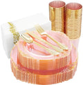 Hioasis 175 Pcs Pink Gold Plates for Party by Hioasis