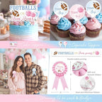 Football or Pom Poms Gender Reveal Decorations, 152 PCs Boy or Girl Party Decoration Kit Supplies with Balloons, Banner, Sash, Badge Backdrop, Topper, Poster, Balloon Boxes, Tablecloth, Marker - Image 5