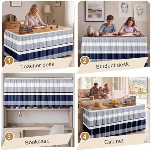 Sanwarm Table Skirt, 29" x 108", for Rectangular & Round Desk Striped - Image 6