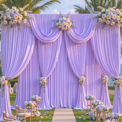 50x8ft Purple Backdrop Curtain for Parties Lavender Wrinkle Free Fabric Backdrop Curtain Wedding Photo Backdrop Drapes for Girls Baby Shower Bridal Shower Photography Lilac Back Drop 10 Panels 5x8FT - Image 5