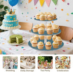 J JOYSAY Deep Blue Pattern Acrylic Cupcake Stand 3 Tier Dessert Table Display Set Clear Cake Stands for Baby Shower Wedding Party Decorations Easy Assembly Donut Tower - Image 7