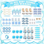 74Pcs Baby Shower Prizes for Game Winners Baby Shower Favors Gifts including Headband Hair Brush Jewelry Box with Gift Bag for Baby Shower Game Prizes Wedding Bridal Shower Favors (Blue) - Image 2