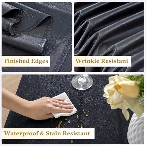 4 Pack Sequin Black Tablecloth 60x102inch Waterproof Glitter Table Cloth for Rectangle Tables, Shimmer Table Cover for Birthday Wedding Party Holiday Baby Shower Christmas Decoration - Image 4