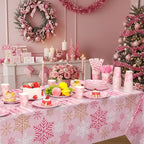 Funnymoom 452 Pcs Pink Gold Winter Snowflake Party Supply 50, Plate Cup Set - Image 5