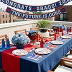 400 Pcs 2026 Red White Blue Graduation Decoration for 50, Red Blue Floral Graduation Paper Plates Napkins Cups Cutlery Flower Grad Tableware for Class of 2026 Congrats Grad Party Supply - Image 6