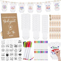 Panitay 126 Pcs Baby Shower DIY Bodysuit Set Bib 25 Blank White Newborn Bodysuit 25 Stencils 24 Marker 1 Sign 50 Pins(Kraft) by Panitay