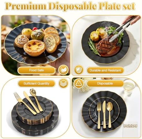 Glowserve 175 Piece Disposable Plastic Plates Dinnerware Set for 25 Guests - Image 6