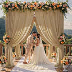 40ft×12ft Wrinkle Free Champagne Backdrop Curtain for Wedding Parties, 8 Panels 5×12ft Long Silky Polyester Fabric Backdrop Drapes Photo Back Drop Curtains for Birthday Photography Background Cloth - Image 2