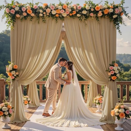 40ft×12ft Wrinkle Free Champagne Backdrop Curtain for Wedding Parties, 8 Panels 5×12ft Long Silky Polyester Fabric Backdrop Drapes Photo Back Drop Curtains for Birthday Photography Background Cloth - Image 2