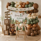 Beary First Birthday Decorations for Boy, All-In-One Woodland Bear Themed 1st Birthday Party Decorations Kit, Forest Bear Backdrop Balloon Garland Box Banner for Beary 1st Birthday Decorations Boy - Image 6