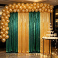 ShinyBeauty Gold Sequin Backdrop Curtain 4 Panels Iridescent Green by ShinyBeauty