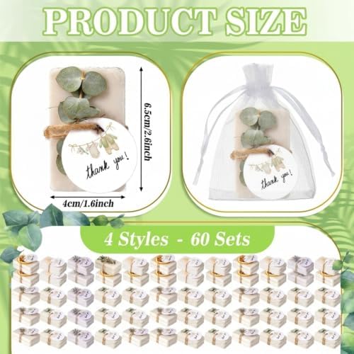 Leelosp 60 Pcs Mini Eucalyptus Baby Shower Soap Party Favor Thank You Gift - Image 2