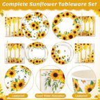 450 Pcs Tableware Set, Serve 50, Yellow, Sunflower Birthday - Image 3