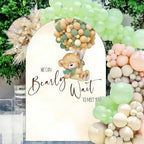 Teddy Bear Arch Backdrop 4x7ft We Can Bearly Wait to Meet You Arched Wall Covers Stretchy Background for Party Decorations Brown Baby Shower Decor Props NO-75 - Image 4