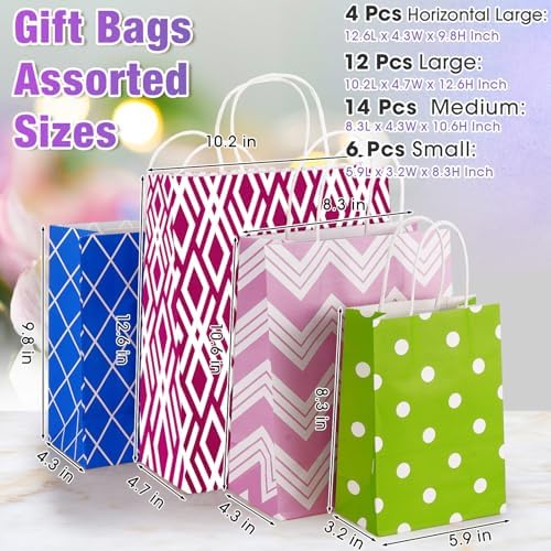 Kosiz 36 Pcs Assorted Sizes Gift Bags with Handles, Kraft Paper Bulk - Image 2