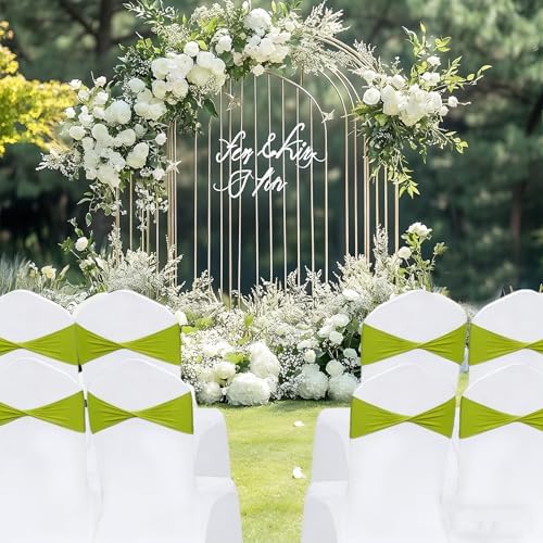 Spandex Green Chair Sashes Bows 60 Pcs Apple Green Chair Sashes Elastic Chair Cover Bands Ties Without Buckle for Wedding Birthday Party Ceremoney Events Decoration - Image 5