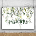 Leowefowa 10x6.5ft Greenery Mr & Mrs Backdrop Wedding Bride to Be Engagement Bridal Shower Background Decorations Bride and Groom Engaged Ceremony Anniversary Banner Supplies Photo Booth Props by Leowefowa