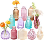 12PCS Mixed Colored Bud Vases Colorful Vintage Flower Vase for Centerpieces by PHUNTTEK